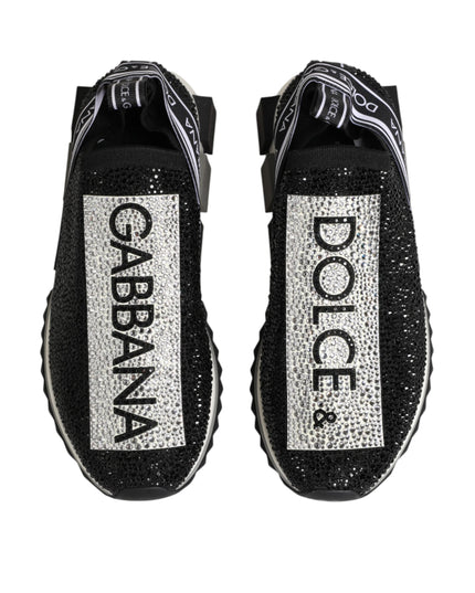 Dolce & Gabbana Black Silver Slip On Sorrento Sneakers Shoes