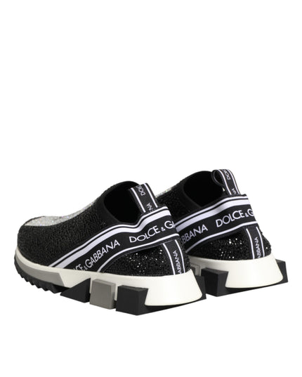Dolce & Gabbana Black Silver Slip On Sorrento Sneakers Shoes