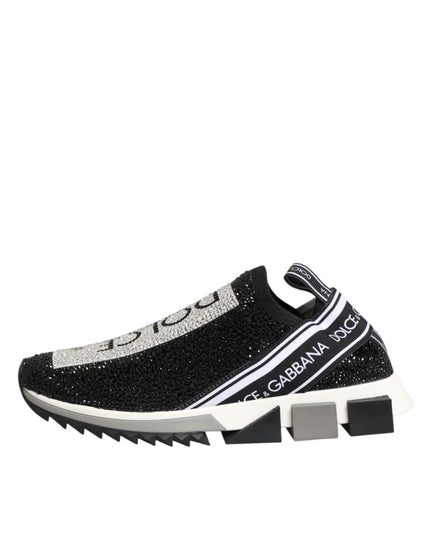 Dolce & Gabbana Black Silver Slip On Sorrento Sneakers Shoes