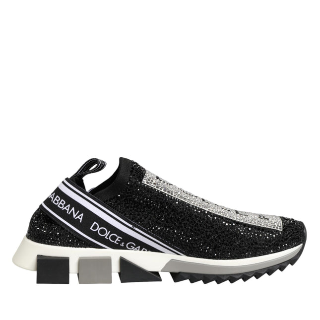 Dolce & Gabbana Black Silver Slip On Sorrento Sneakers Shoes