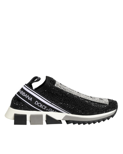 Dolce & Gabbana Black Silver Slip On Sorrento Sneakers Shoes