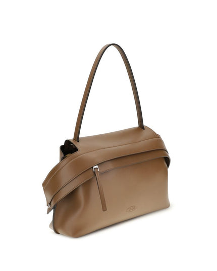 Tod's Brown Calf Leather Bos Taurus Shoulder Bag