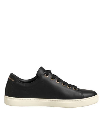 Dolce & Gabbana Black Leather Sacred Heart Sneakers Shoes