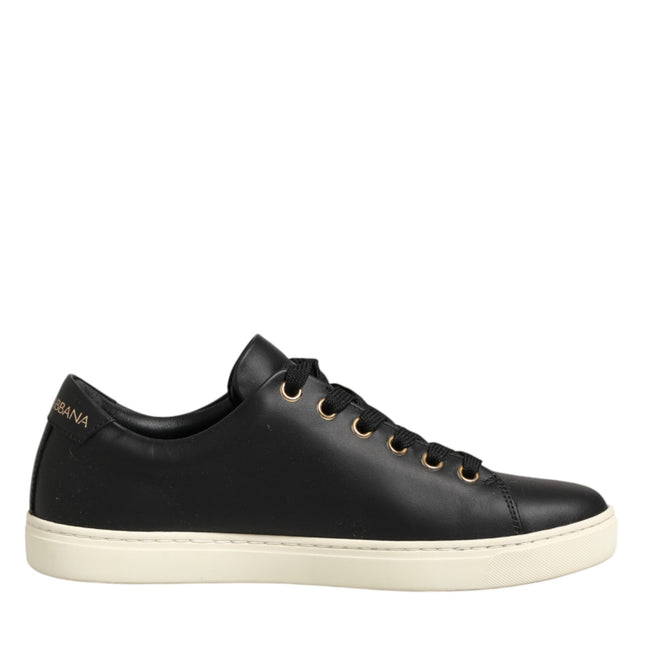 Dolce & Gabbana Black Leather Sacred Heart Sneakers Shoes