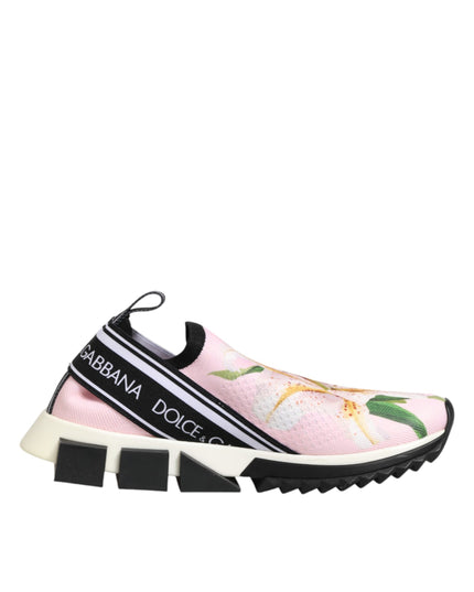 Dolce & Gabbana Pink Floral Sorrento Low Top Sneakers Shoes