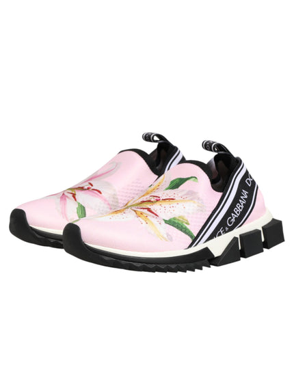Dolce & Gabbana Pink Floral Sorrento Low Top Sneakers Shoes