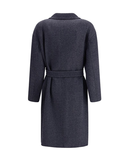 Max Mara Blue Fleece Wool Coat