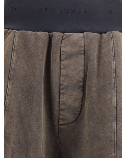 ALAINPAUL Brown Cotton Casual Pants