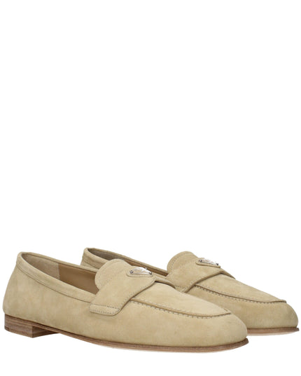 Prada Beige Leather Slip-On Loafers