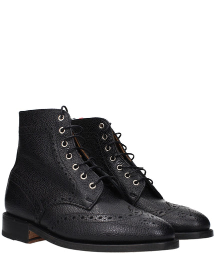 Thom Browne Black Leather Ankle Boots