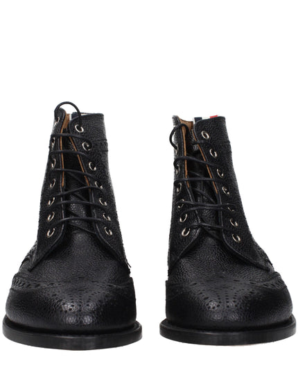 Thom Browne Black Leather Ankle Boots