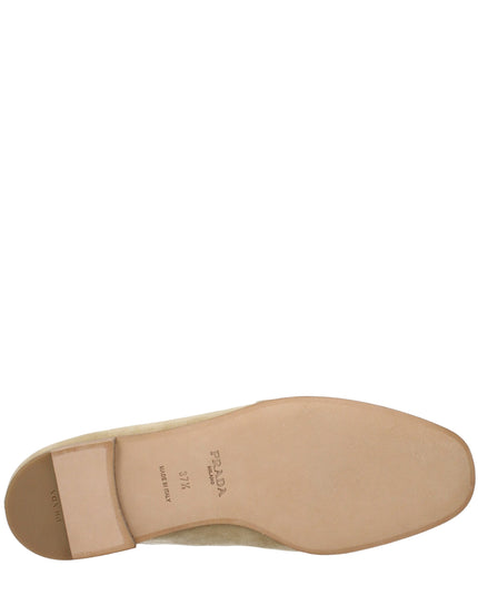 Prada Beige Leather Slip-On Loafers