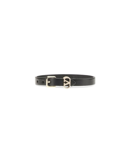 Valentino Garavani Black Calf Leather Bos Taurus Bracelet