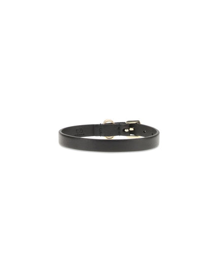 Valentino Garavani Black Calf Leather Bos Taurus Bracelet