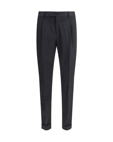 PT Torino Black Fleece Wool Casual Pants