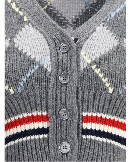 Thom Browne Gray Fleece Wool Cardigan