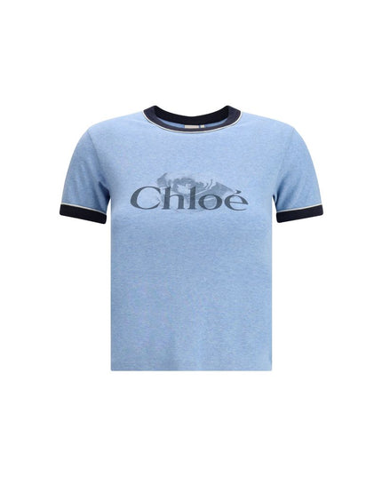 Chloé Light Blue Cotton Sleeveles T-Shirt