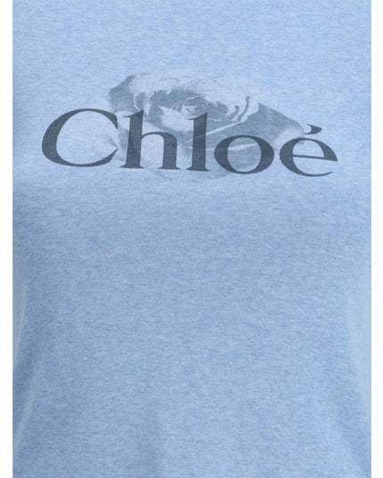 Chloé Light Blue Cotton Sleeveles T-Shirt