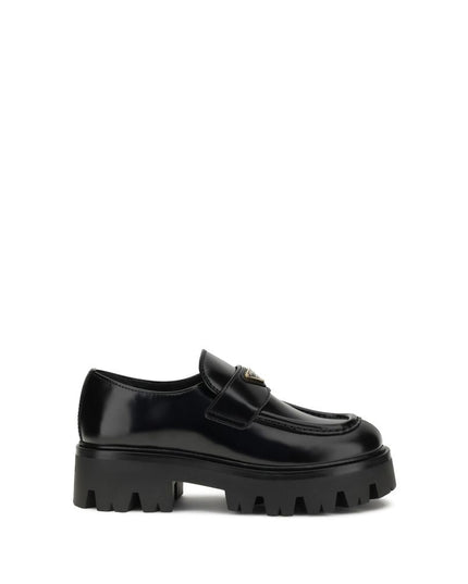 Prada Black Calf Leather Bos Taurus Platform Loafers