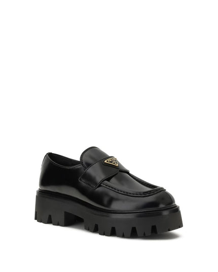 Prada Black Calf Leather Bos Taurus Platform Loafers