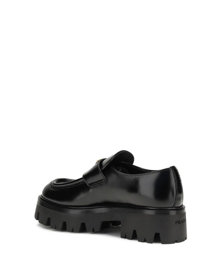 Prada Black Calf Leather Bos Taurus Platform Loafers