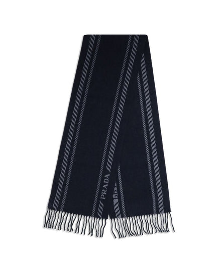 Prada Blue Fleece Wool Scarf