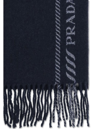 Prada Blue Fleece Wool Scarf