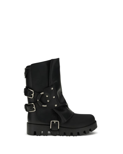 Dolce & Gabbana Black Calf Leather Bos Taurus Ankle Boots