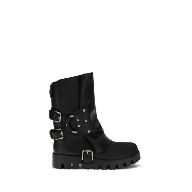 Dolce & Gabbana Black Calf Leather Bos Taurus Ankle Boots