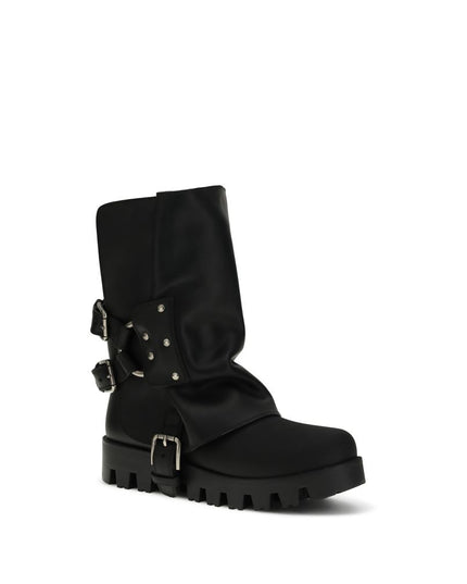 Dolce & Gabbana Black Calf Leather Bos Taurus Ankle Boots