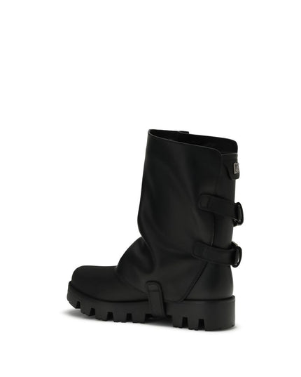 Dolce & Gabbana Black Calf Leather Bos Taurus Ankle Boots