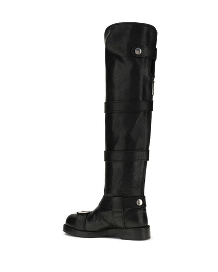Dolce & Gabbana Black Calf Leather Bos Taurus Lace-Up Boots