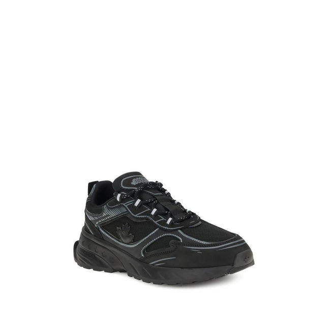 Dsquared² Black Calf Leather Bos Taurus Athletic Sneakers