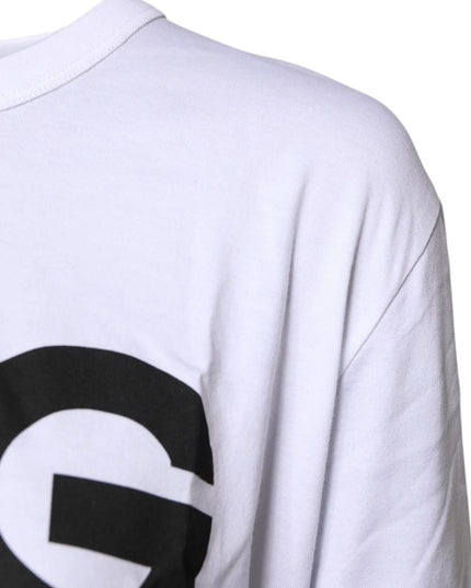 Dolce & Gabbana White Graphic Print Cotton Crew Neck T-shirt