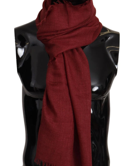 Dolce & Gabbana Red DG Crown Cashmere Silk Shawl Fringe Wrap Scarf