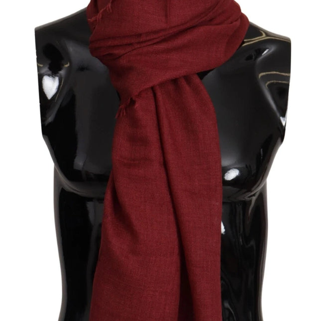 Dolce & Gabbana Red DG Crown Cashmere Silk Shawl Fringe Wrap Scarf