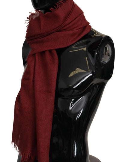 Dolce & Gabbana Red DG Crown Cashmere Silk Shawl Fringe Wrap Scarf