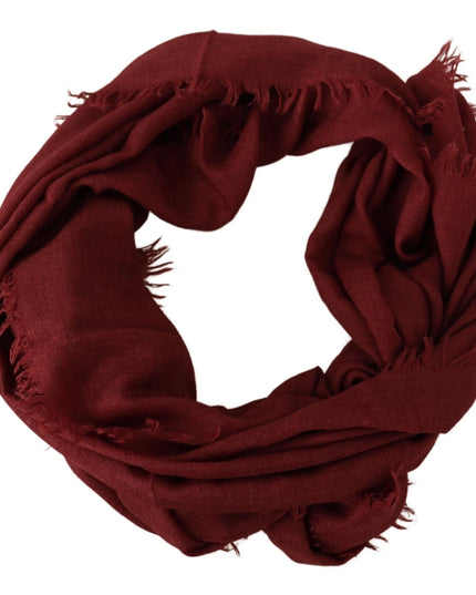 Dolce & Gabbana Red DG Crown Cashmere Silk Shawl Fringe Wrap Scarf