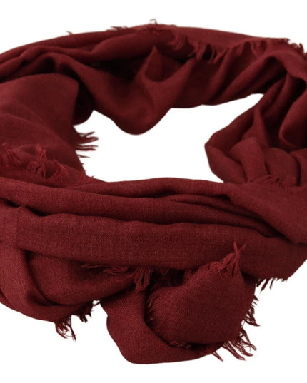 Dolce & Gabbana Red DG Crown Cashmere Silk Shawl Fringe Wrap Scarf