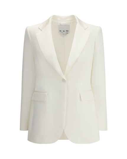 SA SU PHI White Silk Blazer
