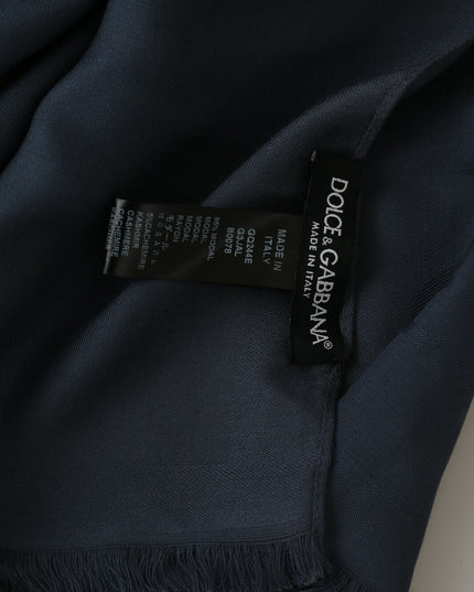 Dolce & Gabbana Modal Navy Blue Neck Wrap Men Shawl Scarf