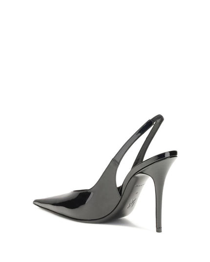 Amina Muaddi Black Leather Pumps