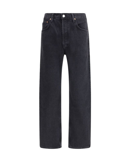 Agolde Black Cotton Straight-Leg Jeans