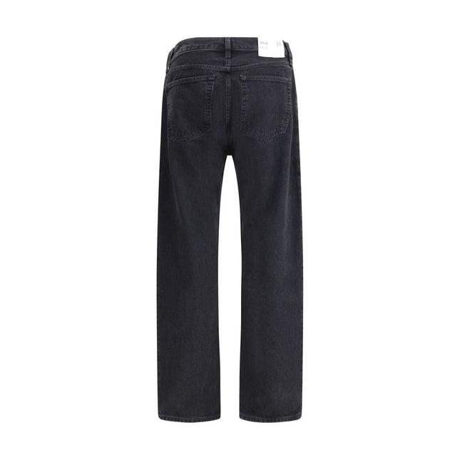 Agolde Black Cotton Straight-Leg Jeans