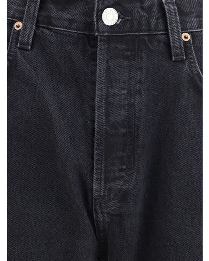 Agolde Black Cotton Straight-Leg Jeans