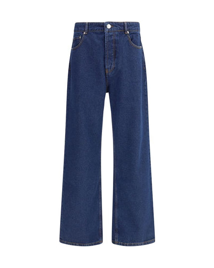 Ami Paris Blue Cotton Straight-Leg Jeans