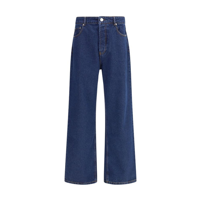 Ami Paris Blue Cotton Straight-Leg Jeans