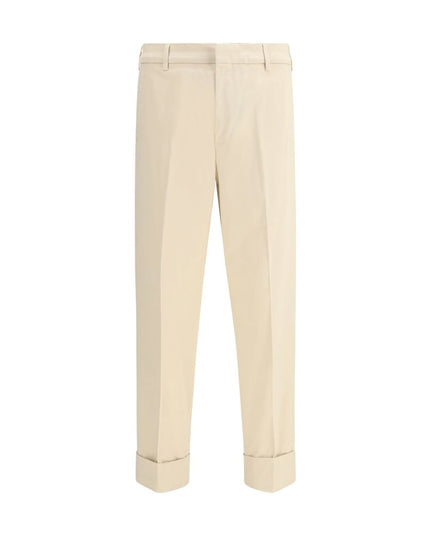 Cruna Beige Cotton Casual Pants