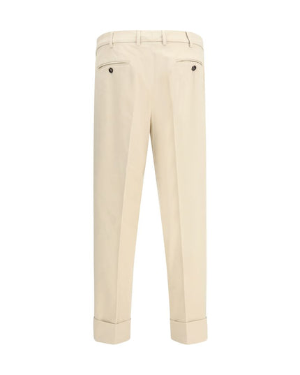 Cruna Beige Cotton Casual Pants