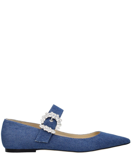 Jimmy Choo Blue Fabric Ballet Flats
